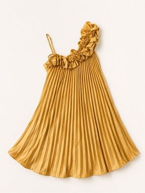 Vintage BCBGMAXAZRIA Cece Pleated One-Shoulder Dress XS NWT Canary Yello